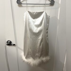 White Satin Feather Dress